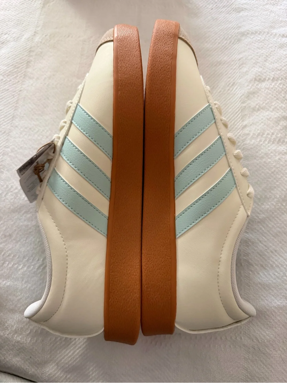 Adidas VL Court Base Women’s Sneakers - Cream, Light Blue & Gum - Picture 8 of 10